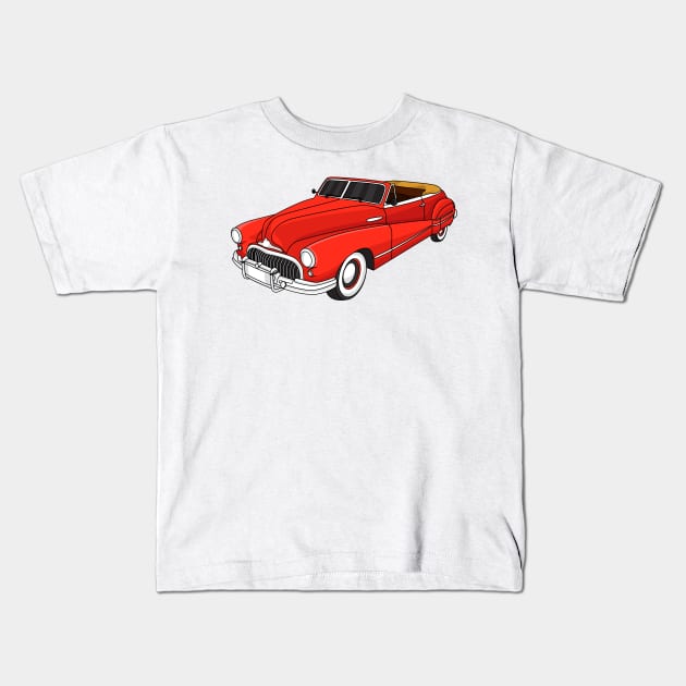 Classic red 1948 automobile Kids T-Shirt by Cartoons of fun